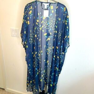 LC Lauren Conrad One Size Sheer Floral Duster New With Tags